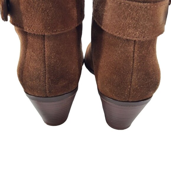 Sam Edelman Womens Lynne Boot Size  6.5 Camel Suede Block Heel Ankle Strap Boho - Picture 6 of 11
